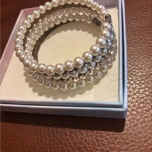 Elegant Pearl and Rhinestone Bracelet Set